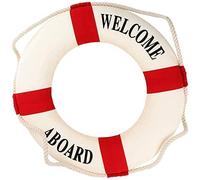 GIVBRO Welcome Aboard Foam Nautical Life Buoy Anello di salvataggio barca da appendere alla parete decorazione della casa, rosso 35 cm