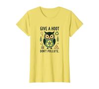 Give a Hoot Don't Pollute Ecologico Gufo Maglietta, Donna, Limone, L