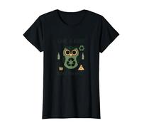 Give a Hoot Don't Pollute Ecologico Gufo Maglietta, Donna, Nero, S
