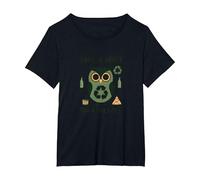 Give a Hoot Don't Pollute Ecologico Gufo Maglietta, Donna Plus-Size, Nero, 4X