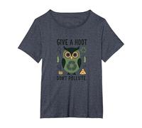 Give a Hoot Don't Pollute Ecologico Gufo Maglietta, Donna Plus-Size, Pervinca, 4X