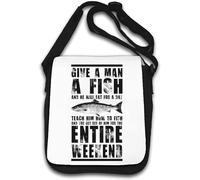 Give A Man A Fish And He Will Eat For A Day Borsa A Tracolla Bianco