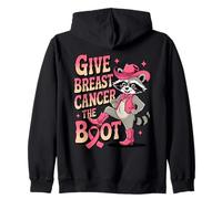 Give Breast Cancer The Boot Awareness Feral Ribbon Felpa con Cappuccio