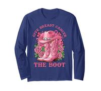 Give Breast Cancer The Boot Cowgirl Cancer Awareness Ribbon Maglia a Manica