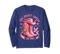 Give Breast Cancer The Boot Cowgirl Cancer Awareness Ribbon Maglia a Manica