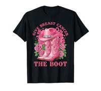 Give Breast Cancer The Boot Cowgirl Cancer Awareness Ribbon Maglietta
