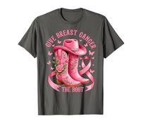 Give Breast Cancer The Boot Cowgirl Cancer Awareness Ribbon Maglietta