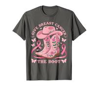 Give Breast Cancer The Boot Cowgirl Cancer Awareness Ribbon Maglietta