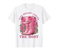 Give Breast Cancer The Boot Cowgirl Cancer Awareness Ribbon Maglietta