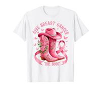 Give Breast Cancer The Boot Cowgirl Cancer Awareness Ribbon Maglietta