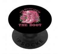Give Breast Cancer The Boot Cowgirl Cancer Awareness Ribbon PopSockets PopGrip Adesivo