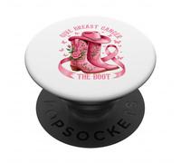 Give Breast Cancer The Boot Cowgirl Cancer Awareness Ribbon PopSockets PopGrip Adesivo