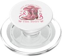 Give Breast Cancer The Boot Cowgirl Cancer Awareness Ribbon PopSockets PopGrip per MagSafe