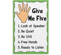 Give Me Five Listening Skills Poster Classroom Wall-Art