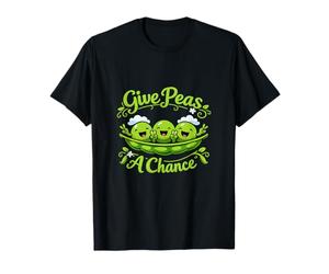 Give Peas A Chance Fattoria Campagna Gioco di Parole Pace Segno Piselli Maglietta