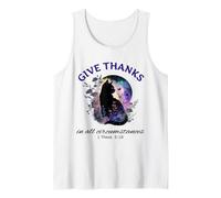 Give Thanks Bibbia Verse Christian Pretty Garden Cat Canotta