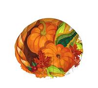 Give Thanks Cuffie da doccia Stagione autunnale Zucca Mais Quercia Foglie d'acero Grano Raccolto autunnale Donna Copricapo riutilizzabile a doppio strato Cappello da doccia morbido per tutta la lung