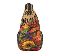 Give Thanks Plenty Pumpkins Sling Backpack, Travel Hiking Daypack Borsa a tracolla a tracolla per uomo donna