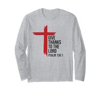 Give Thanks to The Lord Bible Verse Psalm 136:1 Christian Maglia a Manica