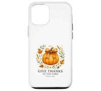 Give Thanks to the Lord Psalm 136:1 Pumpkin Wreath Custodia per iPhone 12/12 Pro
