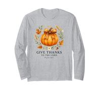 Give Thanks to The Lord Psalm 136:1 Pumpkin Wreath Maglia a Manica