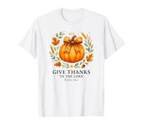 Give Thanks to The Lord Psalm 136:1 Pumpkin Wreath Maglietta