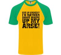 Give Up Tiro Con L'Arco ? Divertente Arciere Offensiva DA UOMO S/S T-Shirt