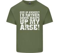 Give Up Tiro Con L'Arco ? Divertente Offensiva Arciere Uomo Cotone T-Shirt