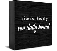 Give Us This Day Our Daily Bread New Home Decor Rustico Idee regalo Cartello in legno Mensola da scrivania Decorazioni per la stanza della fattoria 12,7 × 12,7 cm