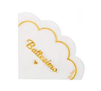 Givi Italia Tovaglioli per Battesimo 33x33cm Bianco e Oro, 16 Pz