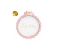 Givi Piatti in carta corona (8 pz) - Birthday Girl 20 cm