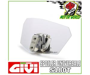 GIVI S180T SHIELD - SPOILER UNIVERSALE TRASPARENTE PER CUPOLINI / PARABREZZA