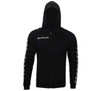 Felpa fascia con cappuccio e zip integrale Givova Noir S