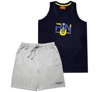 GIVOVA Completo/Pigiama Cotone Uomo Canotta e Pantaloncino Moda Egidio (IT, Testo, XXL, Regular, Regular, 4035 Blu)