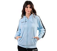 GIVOVA Felpa Full Zip con Cappuccio Terry Band Celeste Chiaro Tg. XL