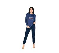 GIVOVA Pigiama Lungo Donna in Caldo Cotone in Varie Taglie E Colori, Pigiama Femminile (XL (48), GI051 Blu)