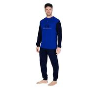 GIVOVA Pigiama Lungo Maschile in Caldo Cotone, Tuta Homewear Uomo da Casa, Vari Modelli (IT, Testo, L, Regular, Regular, GI587-Royal/Blu)