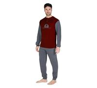 GIVOVA Pigiama Lungo Maschile in Caldo Cotone, Tuta Homewear Uomo da Casa, Vari Modelli (IT, Testo, L, Regular, Regular, GI587-Bordeaux/Grigio Scuro)