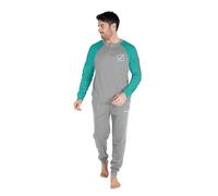 GIVOVA Pigiama Lungo Maschile in Caldo Cotone, Tuta Homewear Uomo da Casa, Vari Modelli (IT, Testo, XXL, Regular, Regular, GI591-Antracite/Verde)