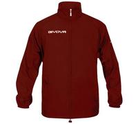 GIVOVA - Rain Basico Givova - Con Cappuccio Nascosto - Manica Lunga Di Colore Granata Taglia S
