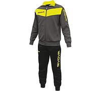 Givova TR018F, Tuta Visa Unisex - Adulto, Grigio Scuro/Giallo Fluo, S