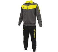 Givova TR018F, Tuta Visa Unisex - bambino, Grigio Scuro/Giallo Fluo, 4XS