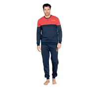 GIVOVA Tuta Completa Homewear da Uomo, Completo Maschile Lungo E Confortevole (IT, Testo, XL, Regular, Regular, G702 Blu/Rosso)