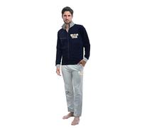 GIVOVA Tuta Homewear Intera Uomo da Casa, Pigiama Completo Felpato in Vari Modelli (IT, Testo, L, Regular, Regular, G770F Blu/Grigio)