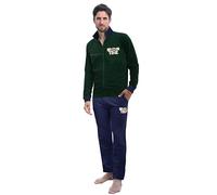 GIVOVA Tuta Homewear Intera Uomo da Casa, Pigiama Completo Felpato in Vari Modelli (IT, Testo, L, Regular, Regular, G770F Verde Scuro/Blu)