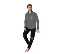 GIVOVA Tuta Homewear Intera Uomo da Casa, Pigiama Completo Felpato in Vari Modelli (IT, Testo, XL, Regular, Regular, G772F Grigio Scuro/Nero)
