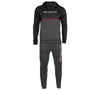 GIVOVA TUTA ITALIA 106 UOMO CON CAPP. BICOLORE IN FELPA NERO/GRIGIO SCURO Tg. L