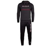 GIVOVA TUTA ITALIA 106 UOMO CON CAPP. BICOLORE IN FELPA NERO/NERO Tg. S