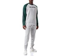GIVOVA TUTA ITALIA UOMO 102 G/COLLO felpa CON BANDA GRIGIO MELANGE CHIARO/VERDE Tg. L