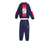 givova - Tuta sportiva invernale per Bambino Ragazzo in Cotone felpato, felpa a girocollo con bande su maniche lunghe, pantalone elasticizzato, varianti disponibili blu e giallo lime (Blu,16 anni)